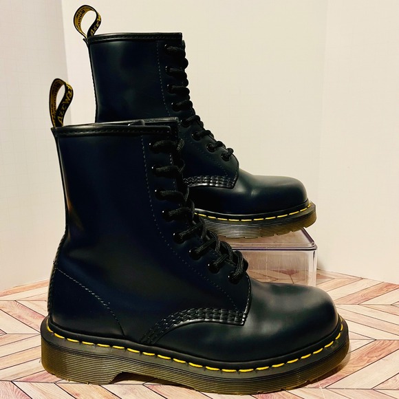 Dr Martens 1460 Blu Marin Navy Blue Smooth Leather Mens 4 Wmns 5 Boots Lace Up - Picture 14 of 16